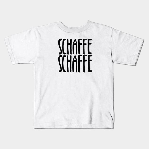 Schaffe Schaffe, Arbeit, Hausbau Kids T-Shirt by badlydrawnbabe